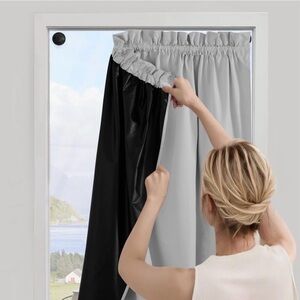 Greyish White 100% Blackout Portable Travel Curtains 40 x 52 like new